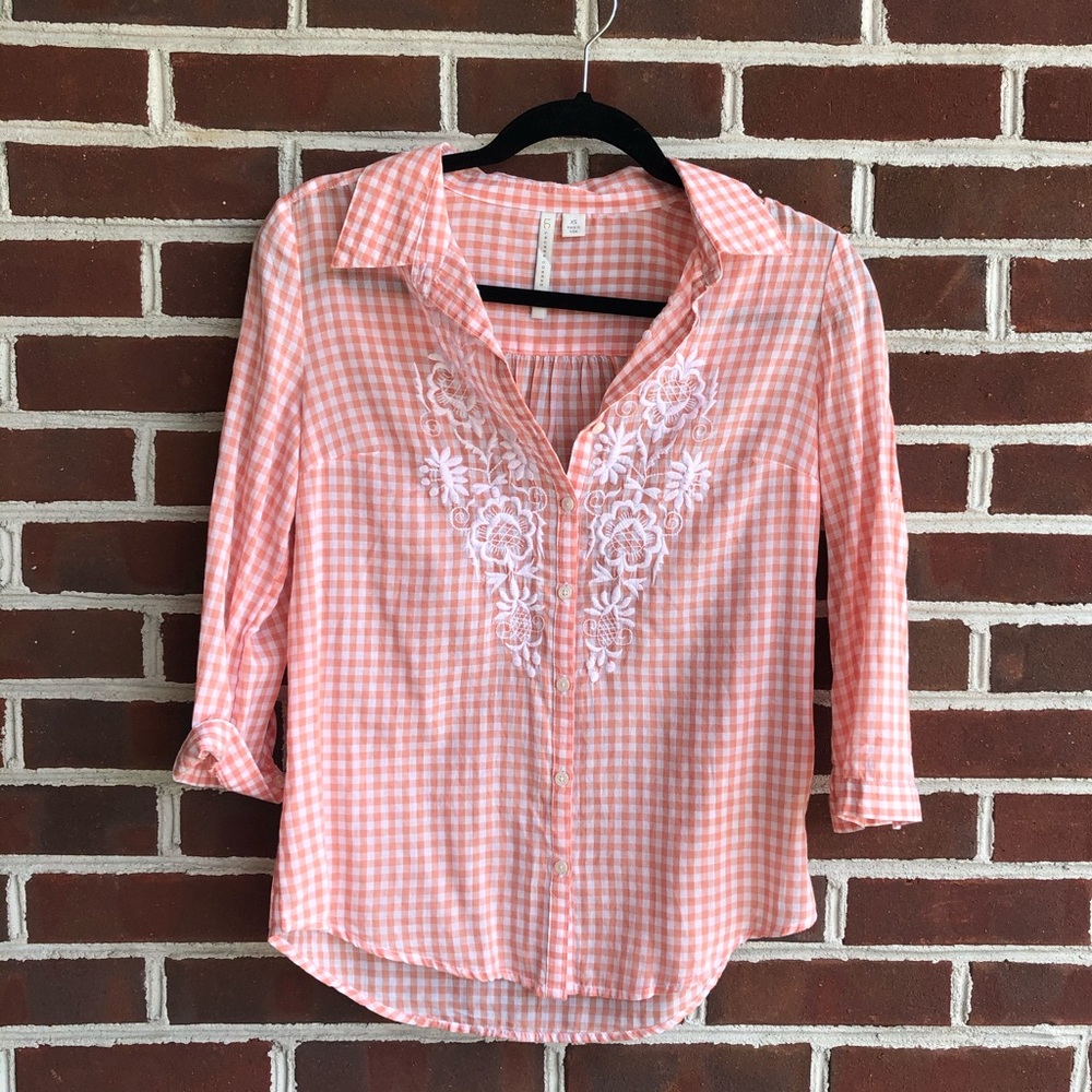 LC Lauren Conrad Gingham Plaid Button Down Top XS